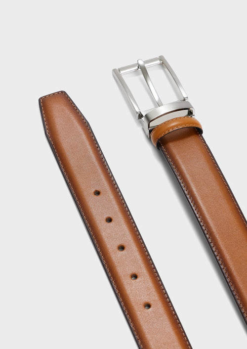 Ceinture ajustable en cuir lisse cognac - Father & Sons - 2