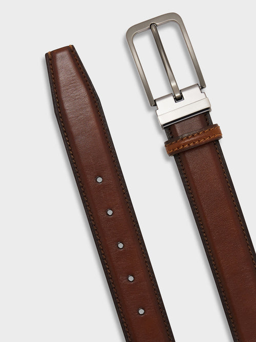Ceinture ajustable en cuir lisse cognac - Father & Sons - 2