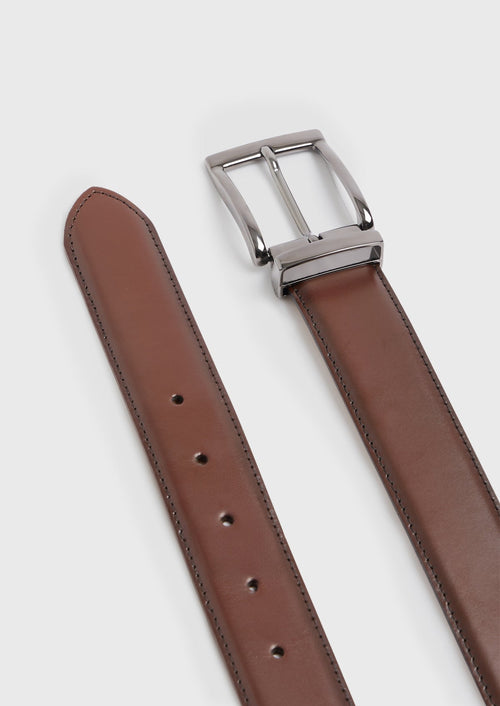 Ceinture ajustable en cuir lisse cognac - Father & Sons - 2