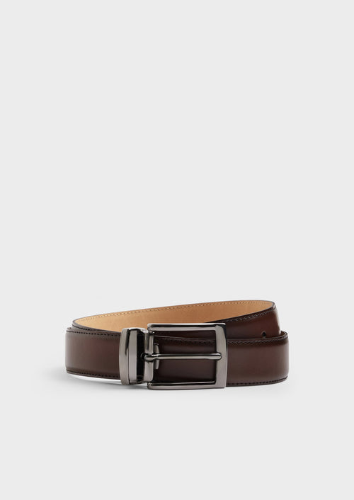 Ceinture ajustable en cuir lisse cognac - Father & Sons - 1