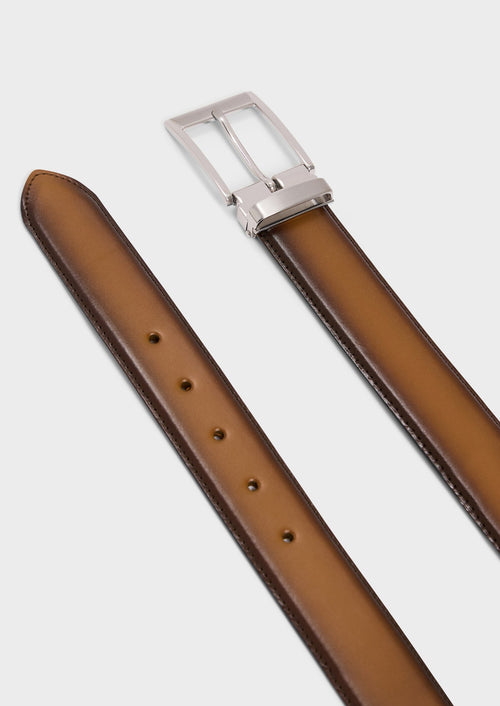 Ceinture ajustable en cuir lisse cognac - Father & Sons - 2