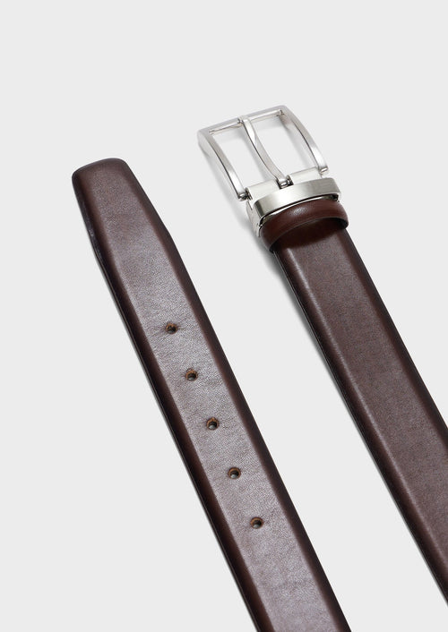 Ceinture ajustable en cuir lisse marron - Father & Sons - 2
