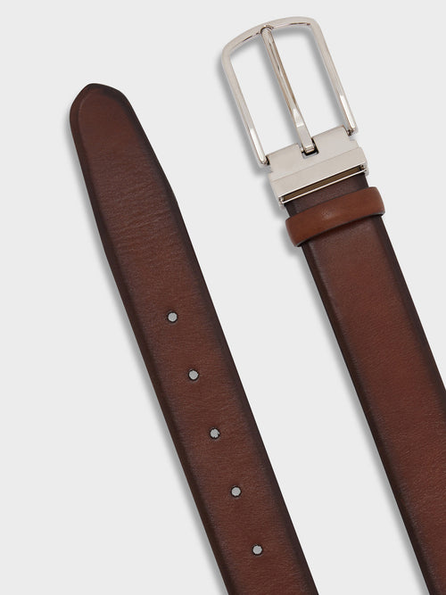 Ceinture ajustable en cuir lisse marron - Father & Sons - 2