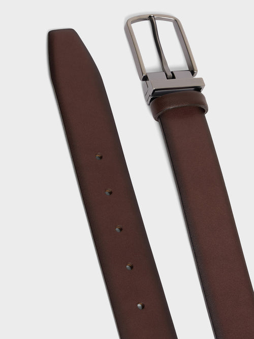 Ceinture ajustable en cuir lisse marron - Father & Sons - 2
