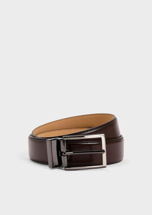 Ceinture ajustable en cuir lisse marron - Father & Sons - 1