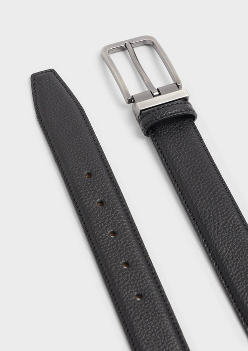 Ceinture ajustable en cuir grainé noir - Father & Sons - 2