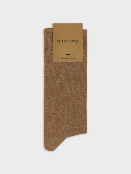 Chaussettes en coton bio mélangé beige - Father & Sons - 1
