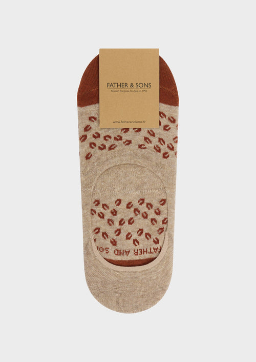 Chaussettes invisibles en viscose de bambou beige à motif fantaisie terracotta - Father & Sons - 1