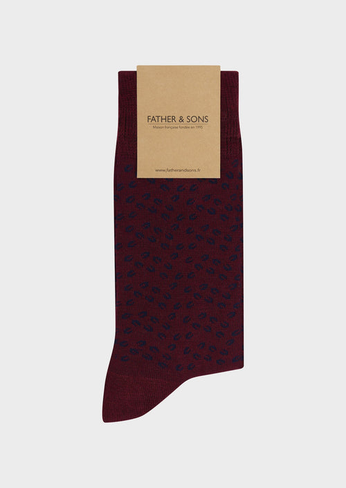 Chaussettes en viscose de bambou bordeaux à motif fantaisie bleu jeans - Father & Sons - 1