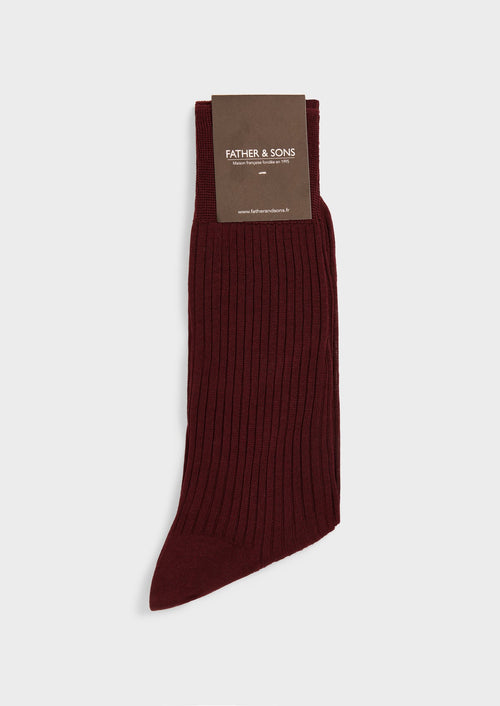Chaussettes en coton fil d'Ecosse uni bordeaux - Father & Sons   -