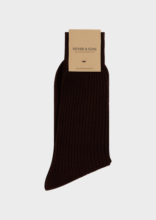 Chaussettes en coton fil d'Ecosse uni terracotta - Father & Sons - 1