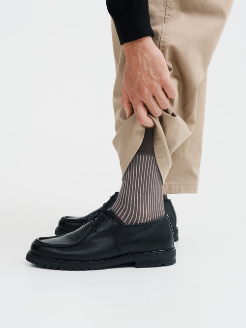 Chaussette en coton bio mélangé marron à rayures - Father & Sons - 2