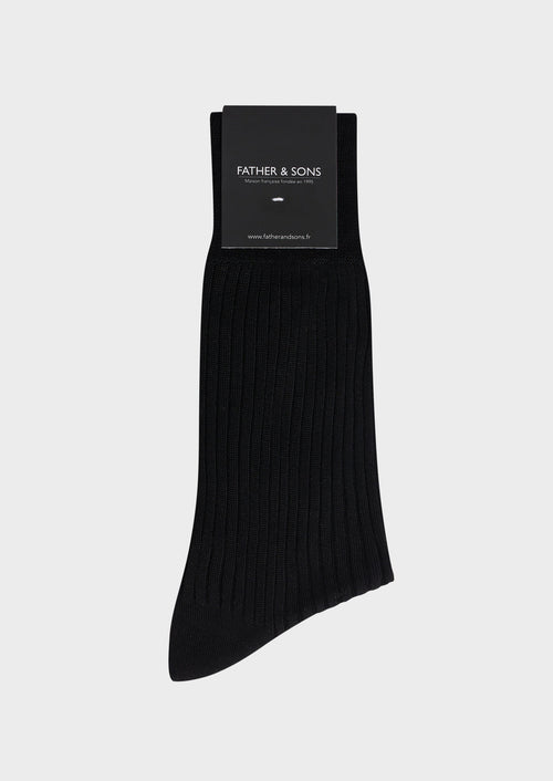 Chaussettes en coton fil d'Ecosse uni noir - Father & Sons   -