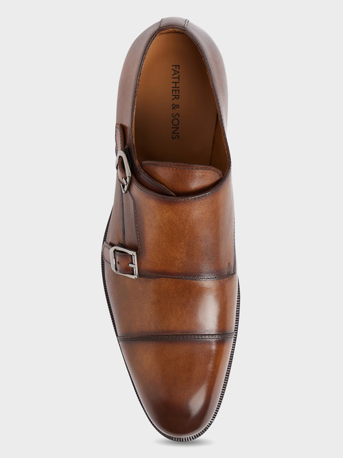 Chaussures à boucles en cuir lisse marron - Father & Sons - 2