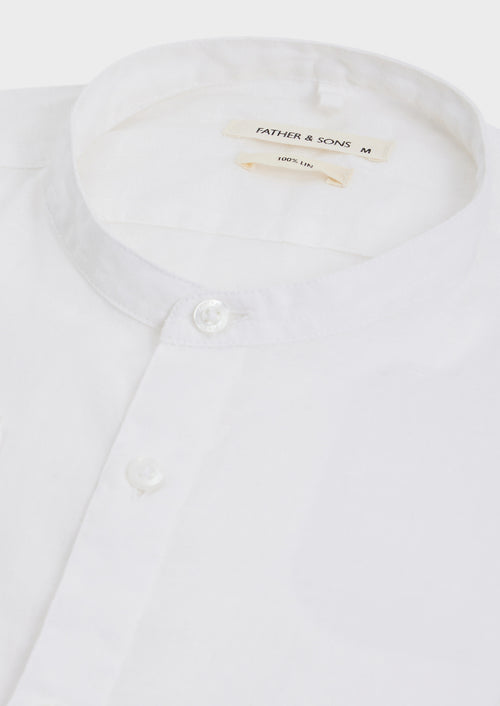 Chemise Slim en lin blanc à col officier - Father & Sons - 2