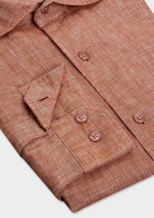 Chemise Slim en lin rose foncé - Father & Sons - 3