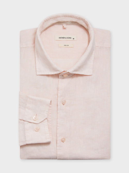 Chemise Slim en lin rose - Father & Sons - 1