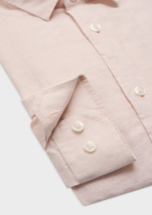 Chemise sport Slim en lin uni rose - Father & Sons - 3