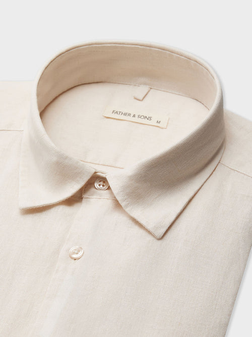 Chemise sport Slim en lin uni sable - Father & Sons - 2