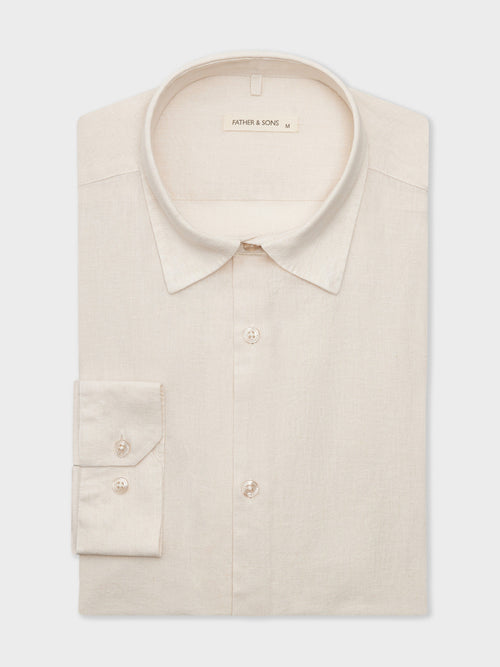 Chemise sport Slim en lin uni sable - Father & Sons - 1