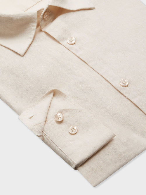 Chemise sport Slim en lin uni sable - Father & Sons - 3