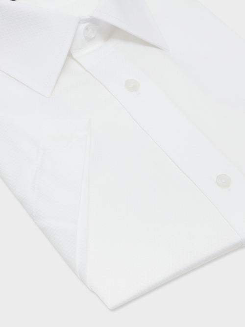 Chemise manches courtes Regular en coton façonné blanc - Father & Sons - 3