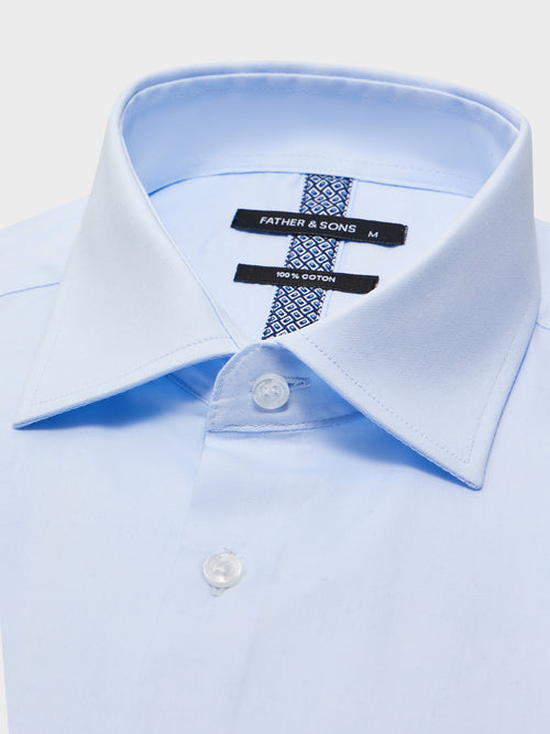 Chemise manches courtes Slim en twill de coton bleu ciel - Father & Sons - 2