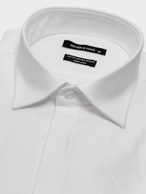 Chemise non-iron Slim en coton façonné blanc - Father & Sons - 2