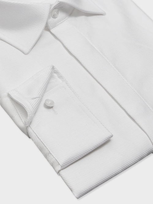 Chemise non-iron Slim en coton façonné blanc - Father & Sons - 3