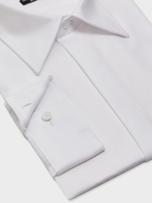 Chemise non-iron Slim en coton façonné blanc - Father & Sons - 2