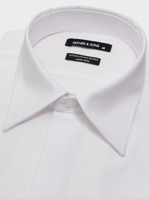 Chemise non-iron Slim en coton façonné blanc - Father & Sons - 3