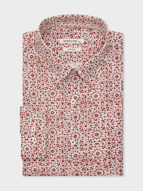 Chemise Slim en popeline de coton à motif terracotta - Father & Sons - 1