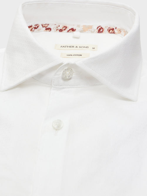 Chemise Regular en coton façonné blanc à motif - Father & Sons - 2