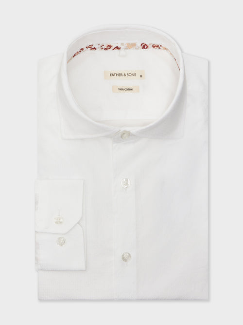 Chemise Regular en coton façonné blanc à motif - Father & Sons - 1