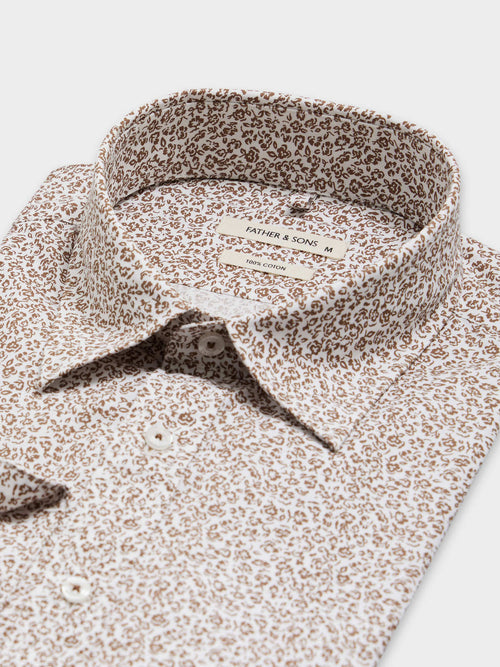 Chemise Regular en popeline de coton à motif fleuri marron - Father & Sons - 2