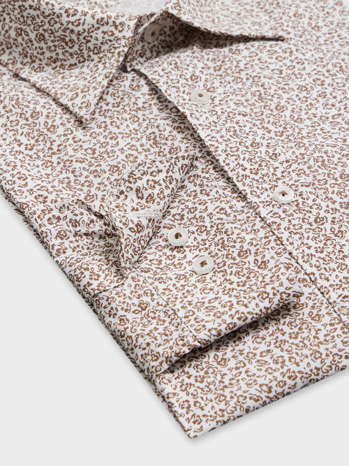 Chemise Regular en popeline de coton à motif fleuri marron - Father & Sons - 3