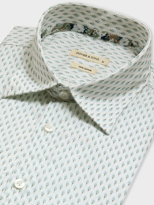 Chemise Slim en popeline de coton à motif bleu et vert - Father & Sons - 2