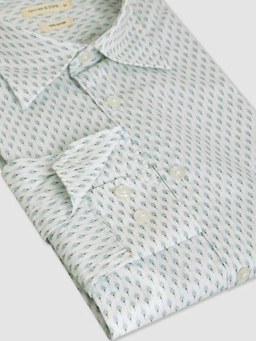 Chemise Slim en popeline de coton à motif bleu et vert - Father & Sons - 3