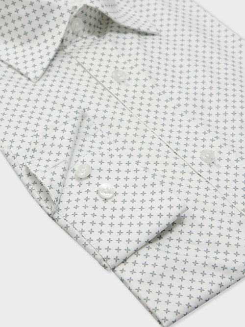 Chemise Regular en popeline de coton blanc à motif kaki - Father & Sons - 3