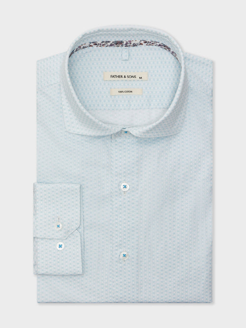 Chemise Regular en popeline de coton à motif bleu ciel - Father & Sons - 1