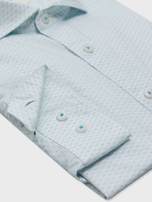Chemise Regular en popeline de coton à motif bleu ciel - Father & Sons - 3