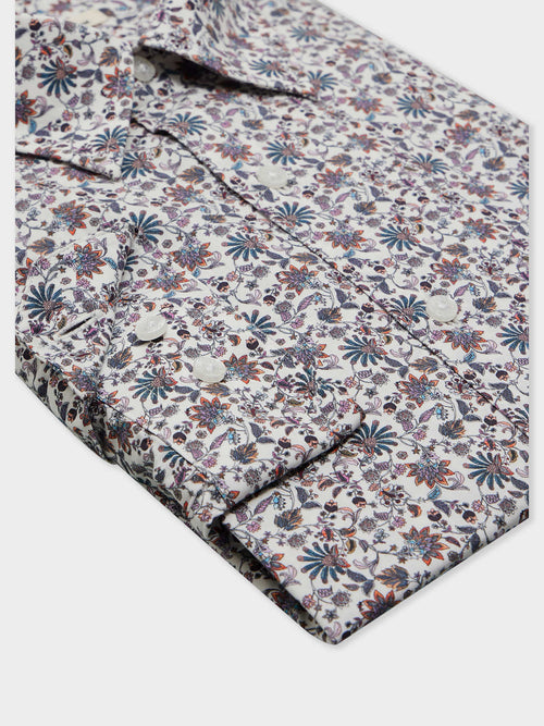 Chemise Slim en popeline de coton à motif fleuri multicolore - Father & Sons - 3