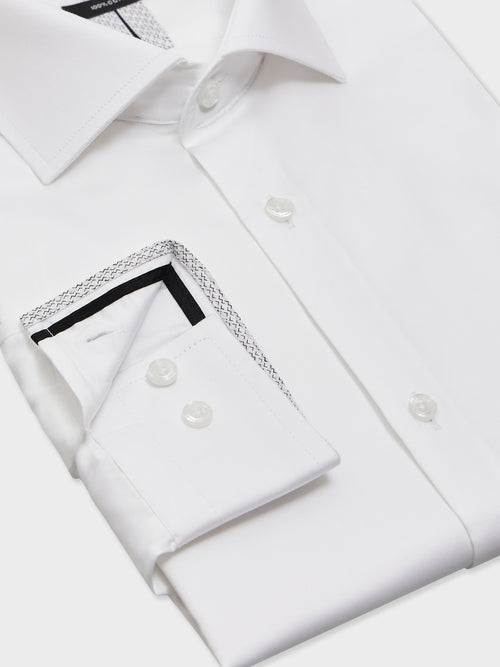 Chemise Slim en satin de coton blanc - Father & Sons - 3