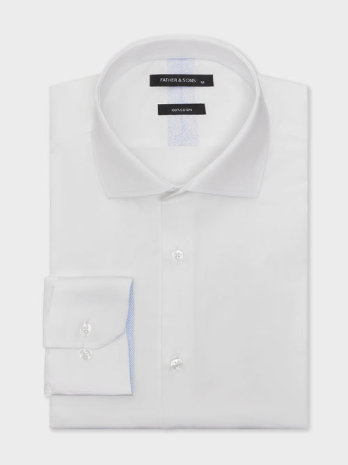 Chemise Regular en satin de coton blanc - Father & Sons   - 1
