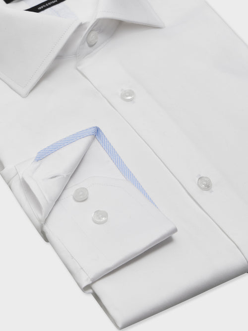 Chemise Regular en satin de coton blanc - Father & Sons   - 3