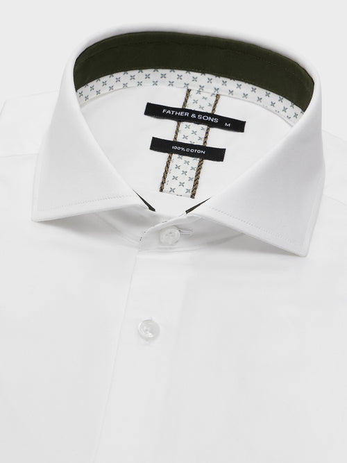 Chemise Slim en satin de coton blanc - Father & Sons - 2