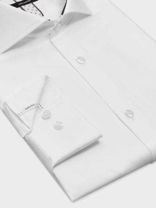 Chemise Slim en satin de coton blanc - Father & Sons - 3
