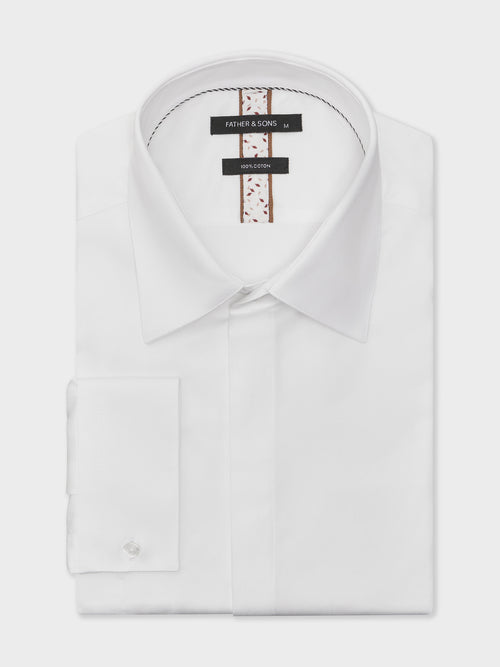 Chemise Slim en satin de coton blanc - Father & Sons   - 1
