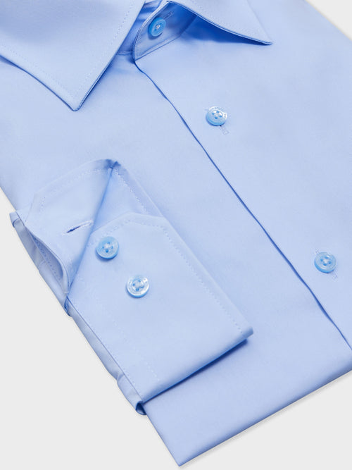 Chemise non-iron Regular en popeline de coton bleu ciel - Father & Sons - 3