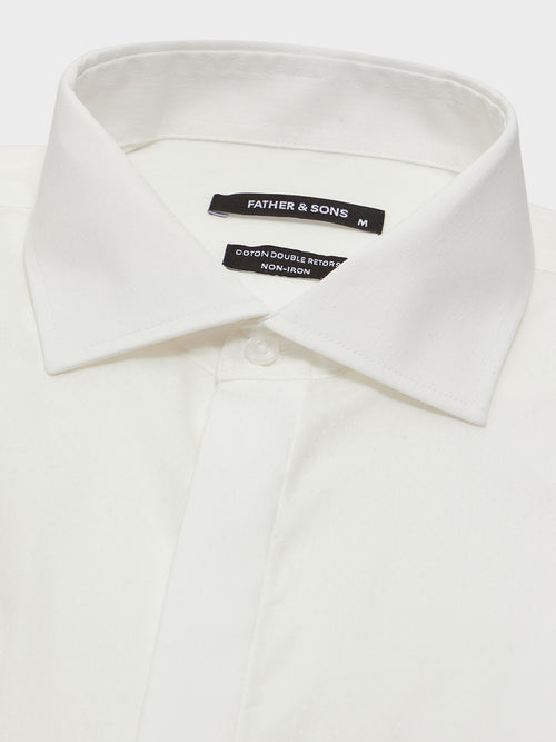 Chemise non-iron Regular en coton mélangé façonné écru à motif - Father & Sons - 2